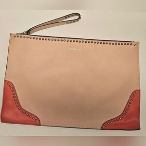 J&M DAVIDSON Clutch Bag Pink Studded Purse Leathet